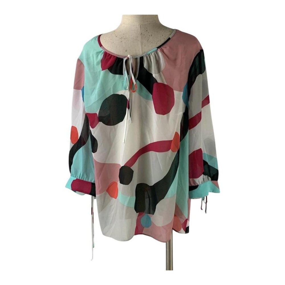 Alvin Valley Abstract Chiffon Top Womens Size XL